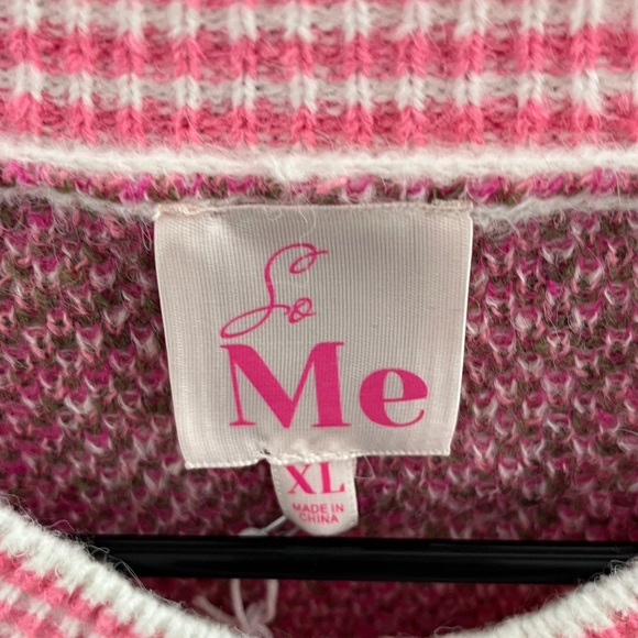 So Me Pink and White Patterned Sweater Size XL NWT - Picture 2 of 11